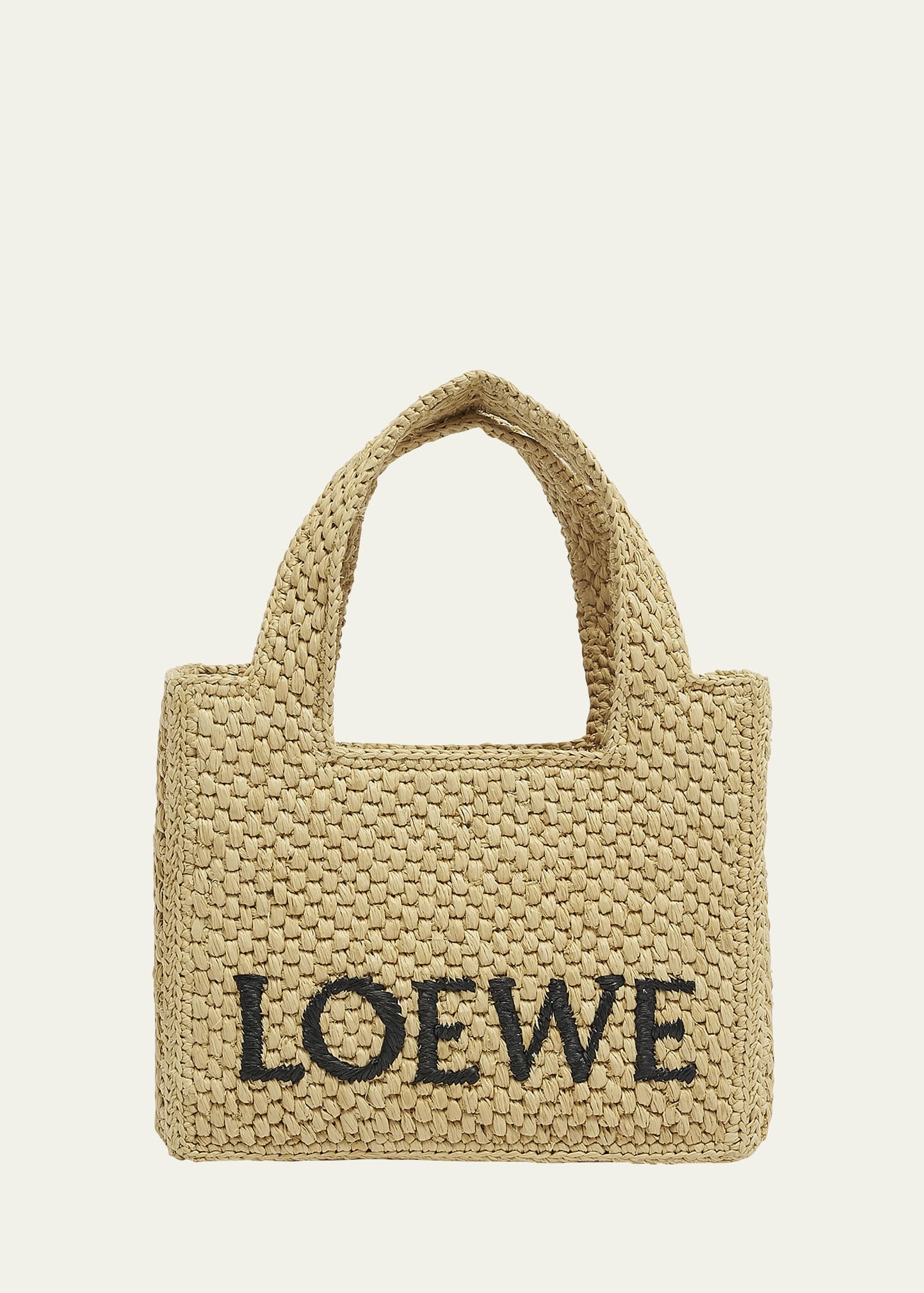 x Paula’s Ibiza Font Logo Mini Tote Bag in Raffia - 1