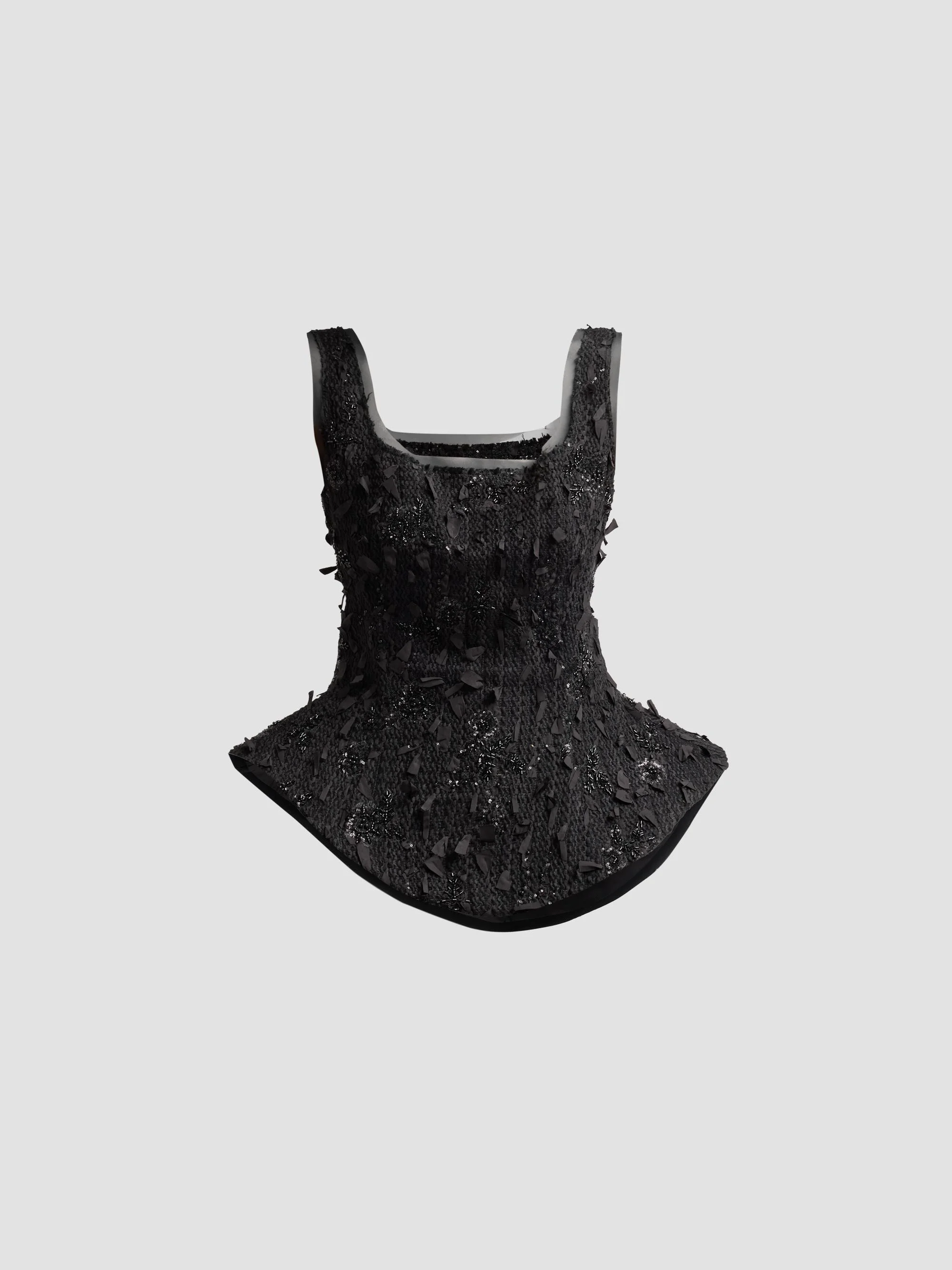 A. W.A. K.E. MODE Women's Basque Embellished Ballerina Top - Black - 1