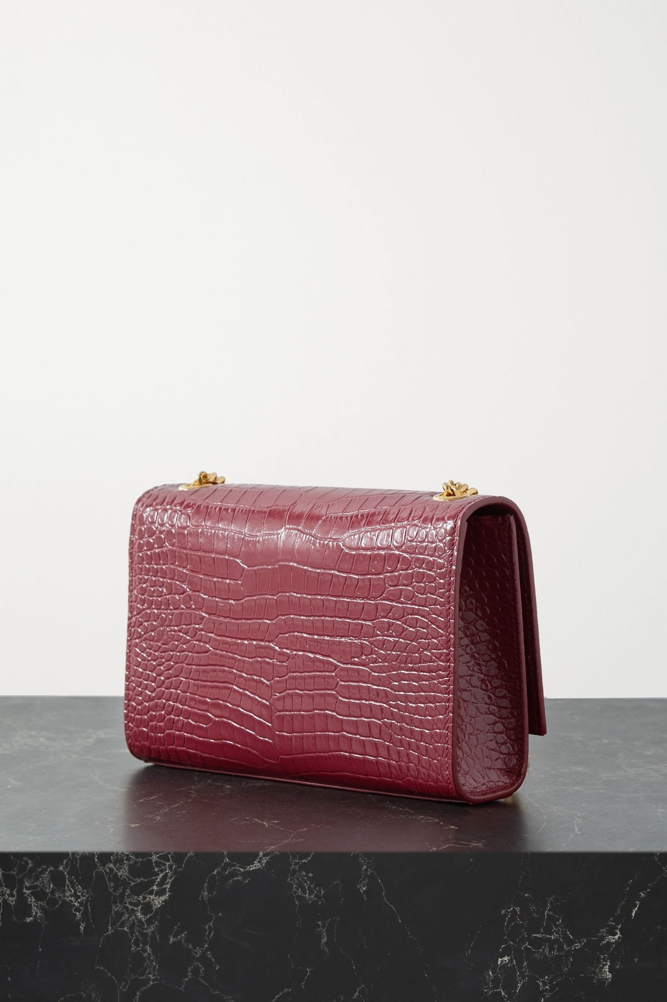 Kate small croc-effect glossed-leather shoulder bag - 3