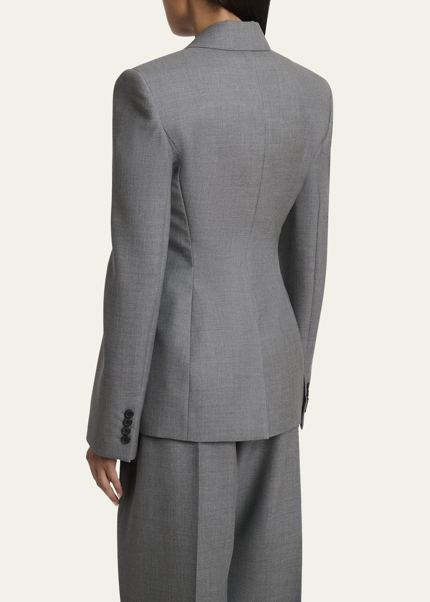 Double Breasted Slim Fit Wool Blazer - 3