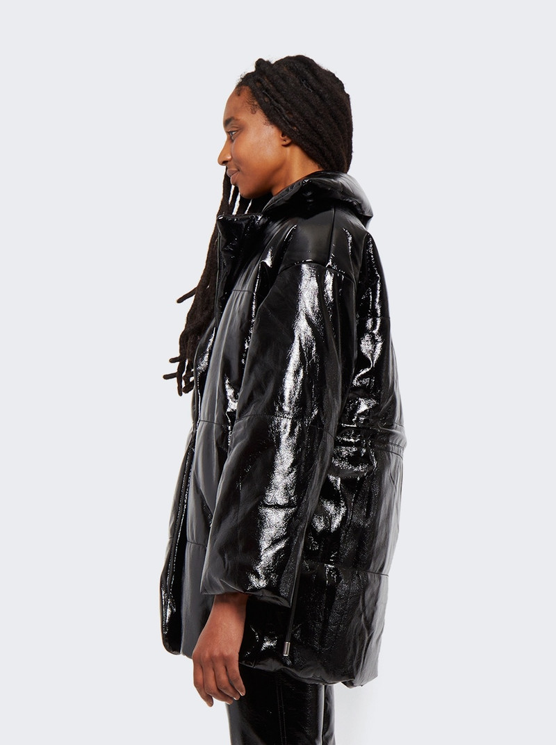 Lacquered Canvas Cropped Puffer Coat Black 4