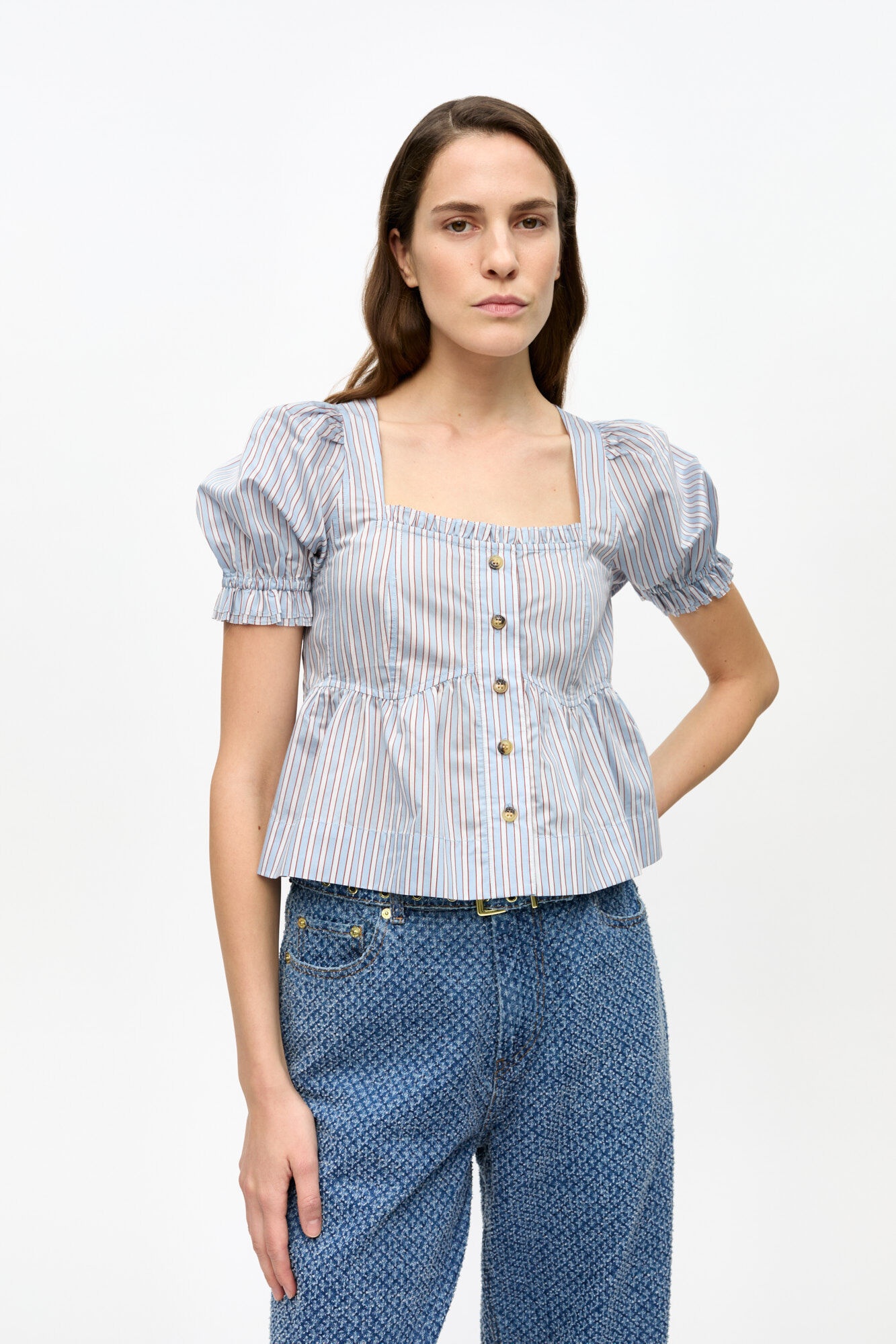 STRIPED YARN DYED BLOUSE - 2