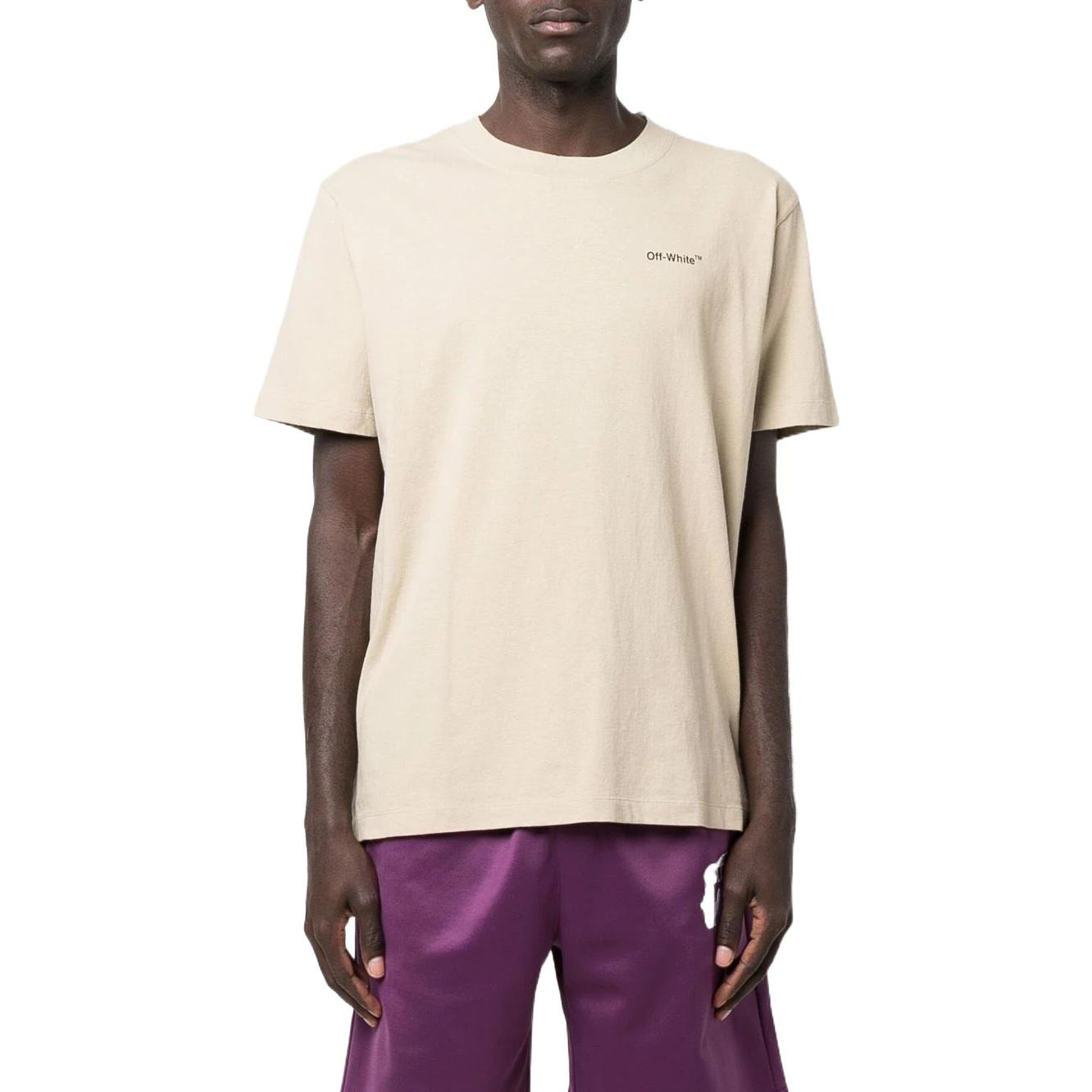 Off-White SS22 Logo Round Neck Printing Short Sleeve Beige OMAA027S22JER0051710 - 2