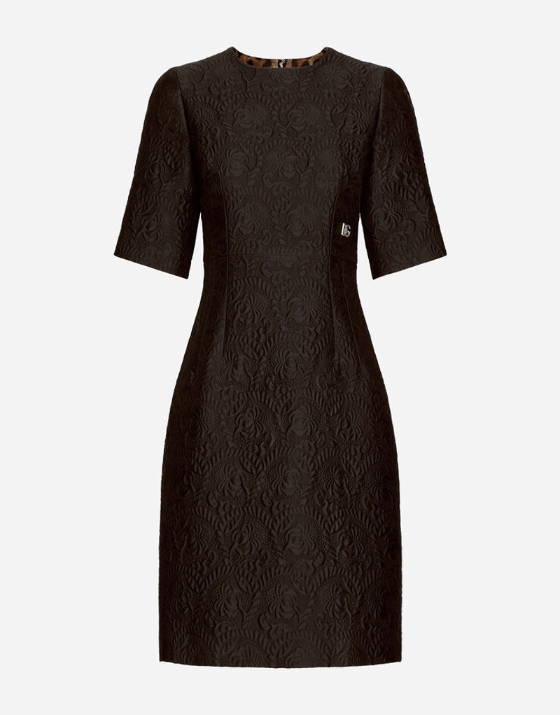 Fit-and-flare midi dress in floral jacquard - 1