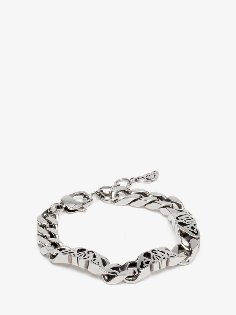 Alexander McQueen Men's Seal Logo Chain Bracelet in Antique Silver outlook