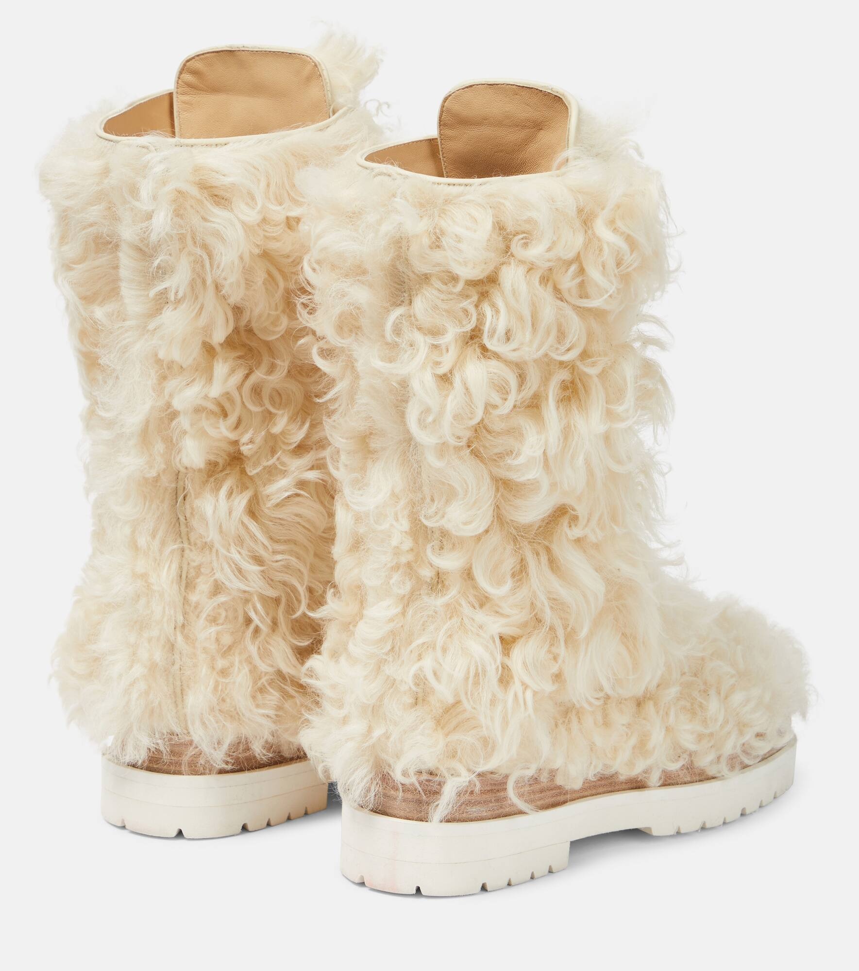 Shearling lace-up boots - 3