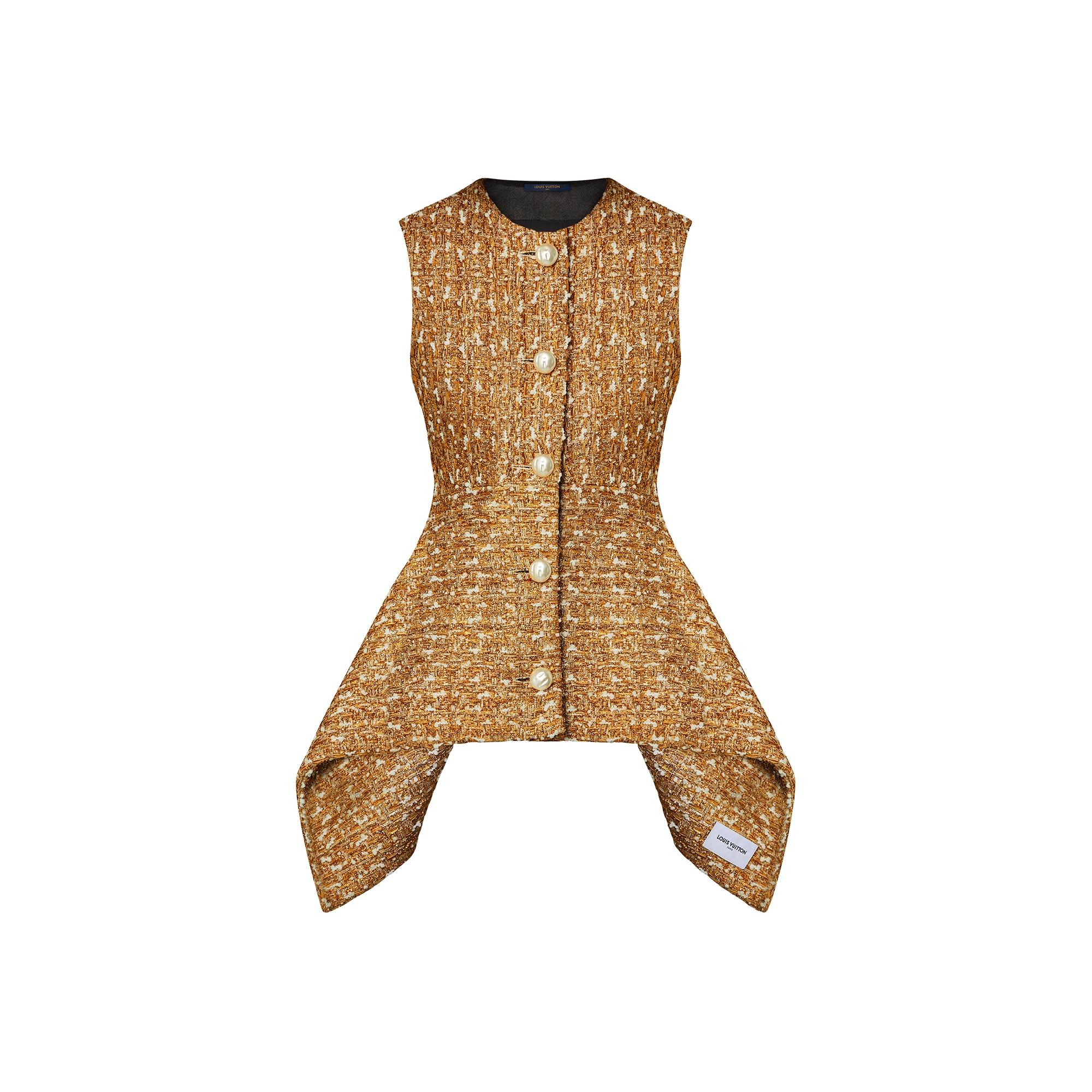 Gold Tweed Peplum Top - 1