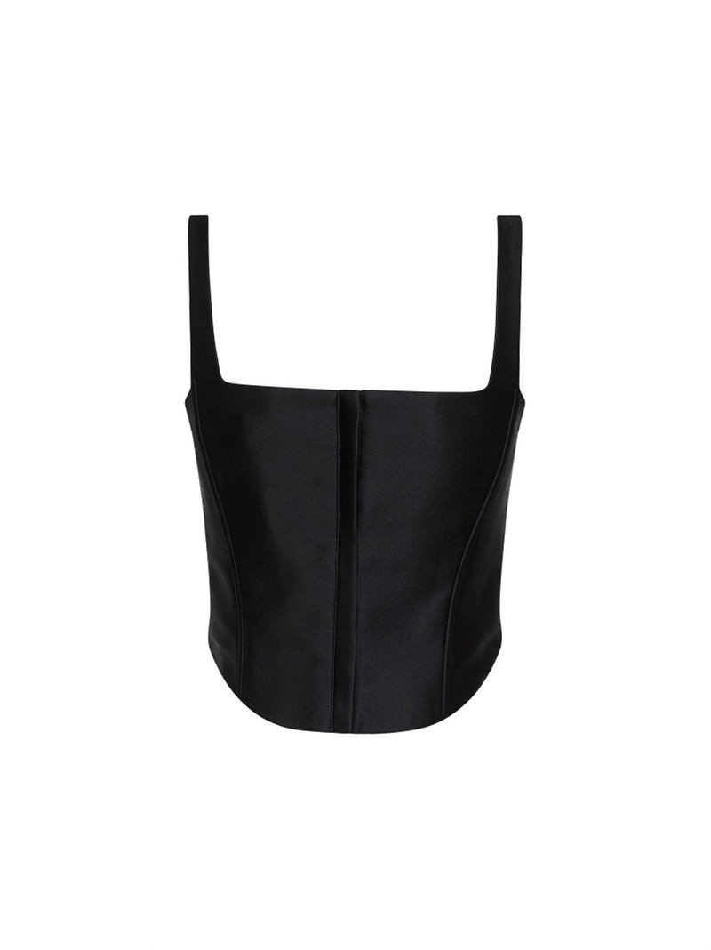 self-portrait Black taffeta corset top outlook