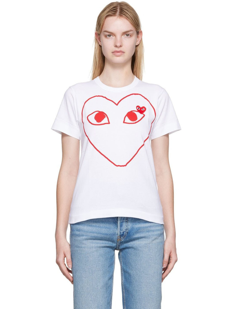 White Outline Heart T-Shirt - 1
