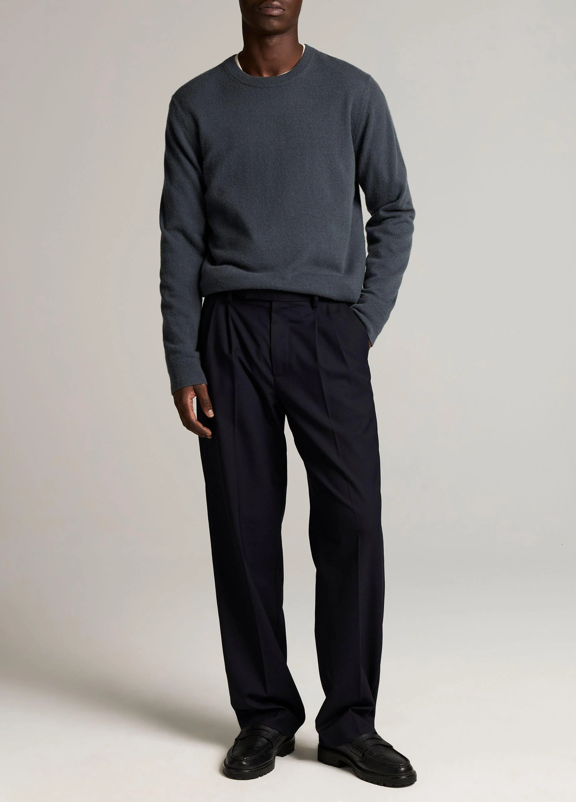 Louie Relaxed Twill Double-Pleated Trouser - 1