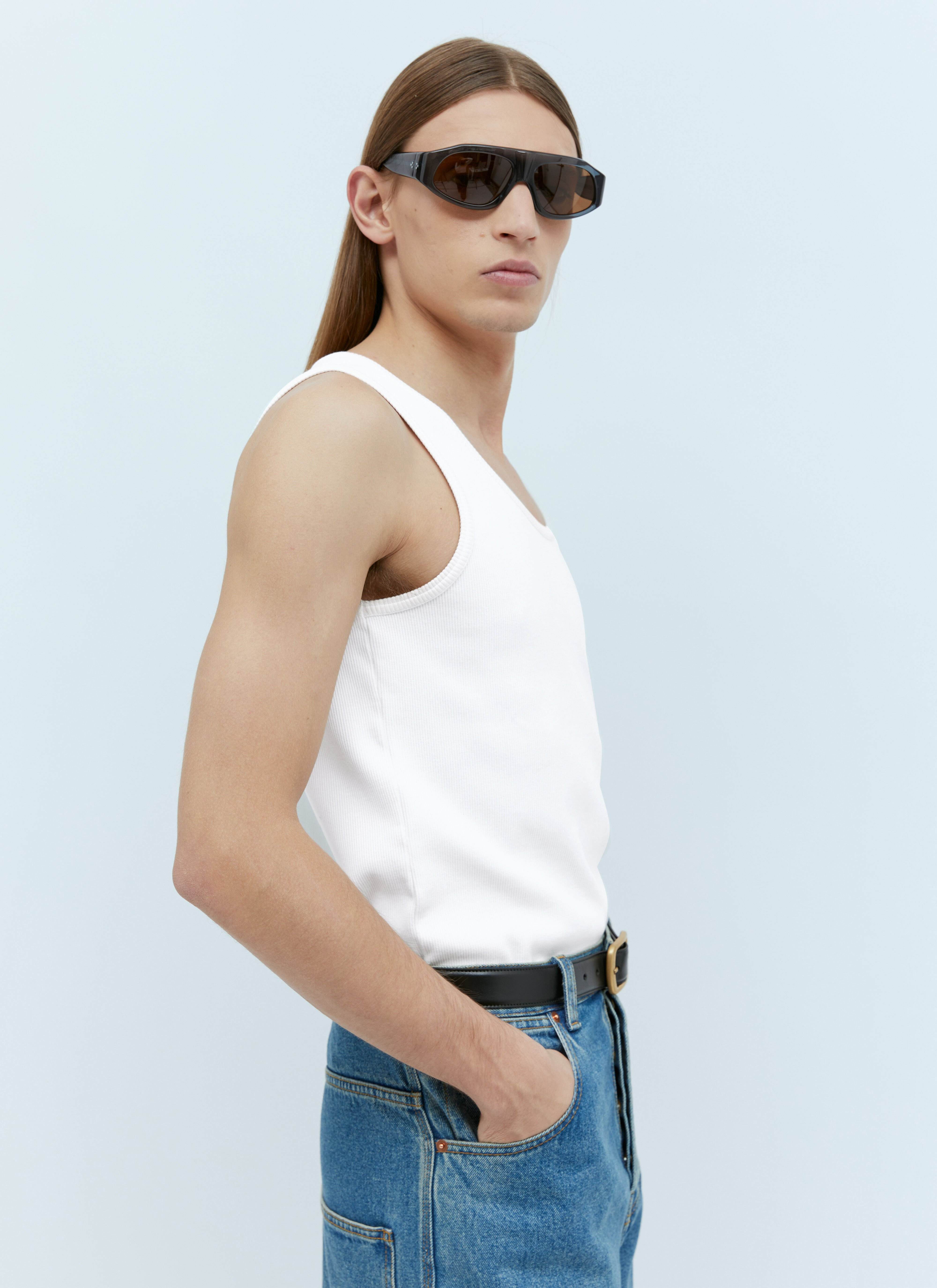 Rectangle Buckle Leather Belt - 3