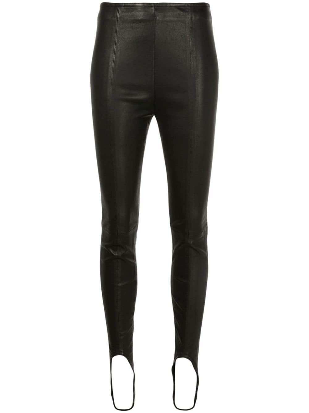 high-waisted leather trousers - 1