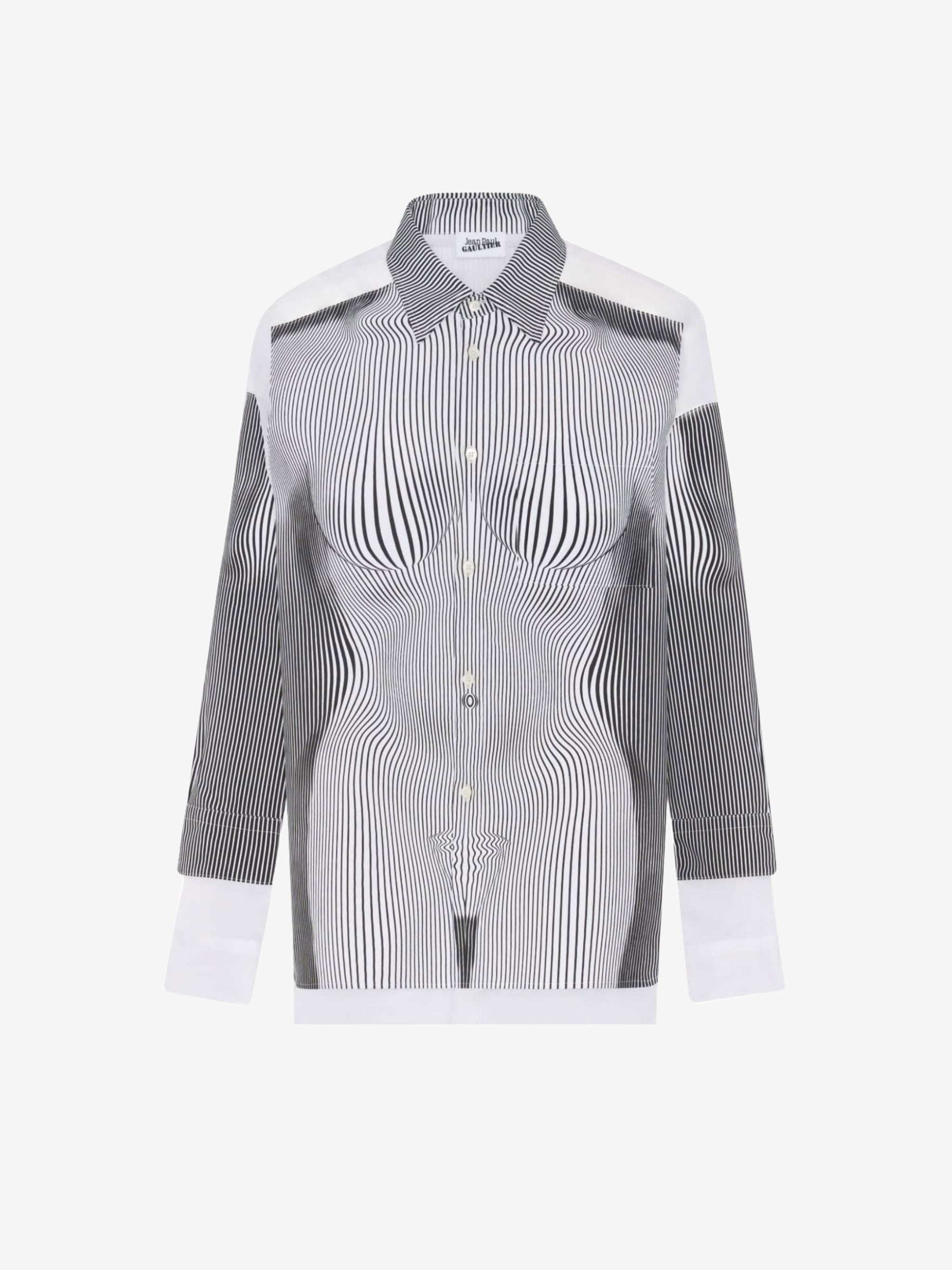JEAN PAUL GAULTIER - Women Petite Grand Pinstripe Body Morphing Shirt - 1