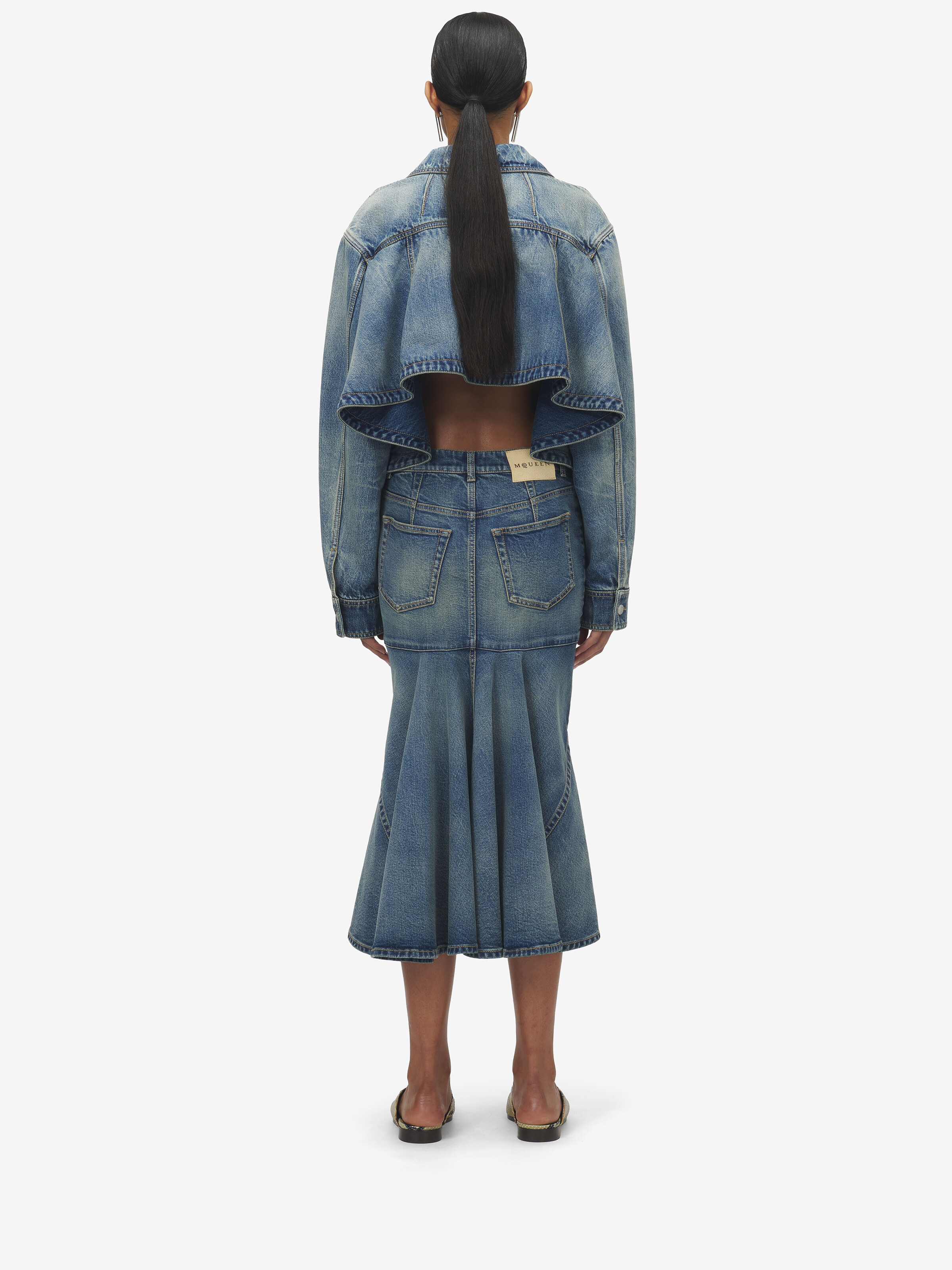 Stonewashed Denim Peplum Jacket - 5