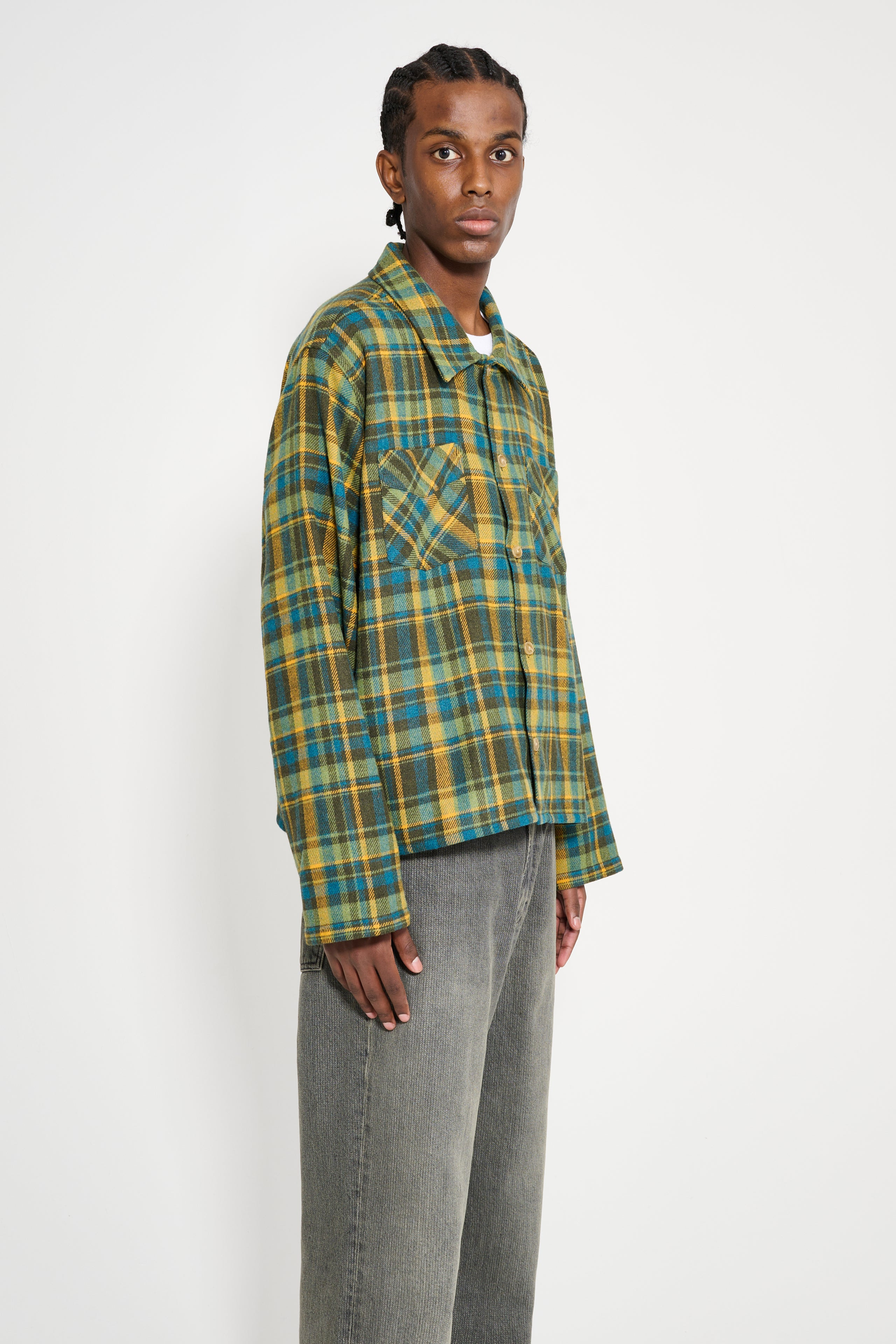 STOCKHOLM SURFBOARD CLUB FLANNEL OVERSHIRT MUSTARD CHECK - 4