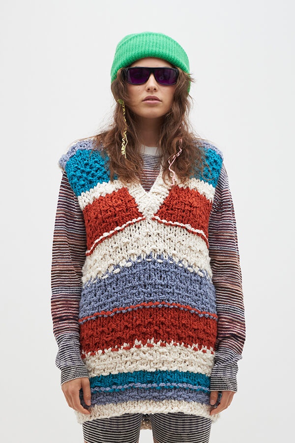 BOUCLE OUTSEAM STRIPE VEST - 3