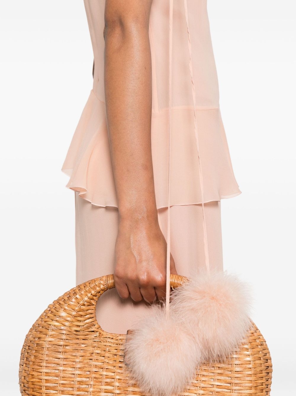 ruffled-trim silk maxi dress - 5