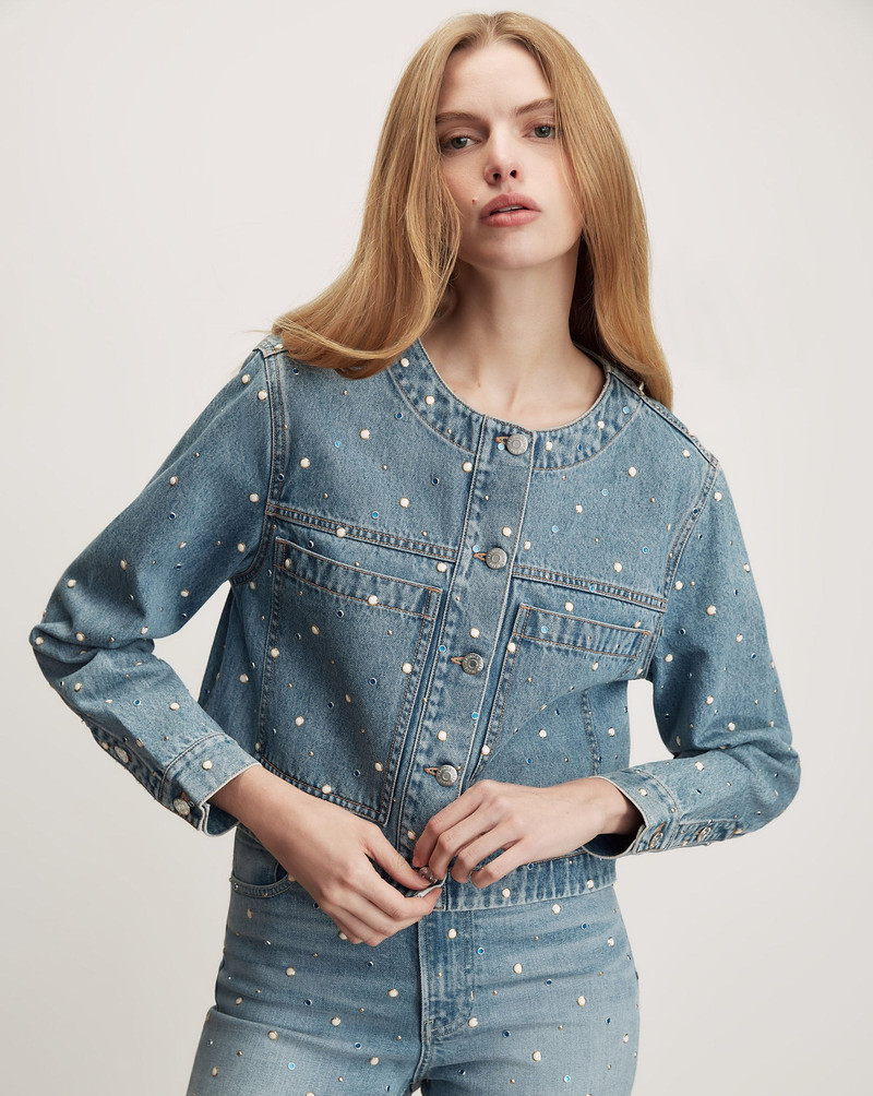 VERONICA BEARD LOWRY EMBELLISHED DENIM JACKET outlook