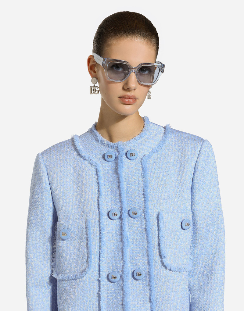 Single-breasted raschel tweed coat 5
