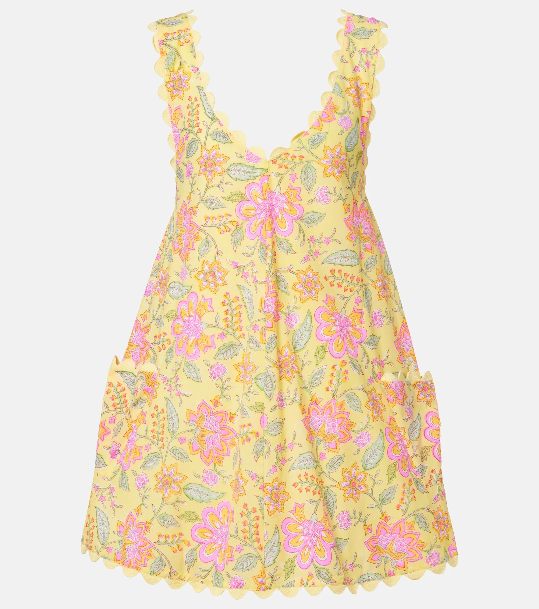 Floral scalloped cotton minidress - 1