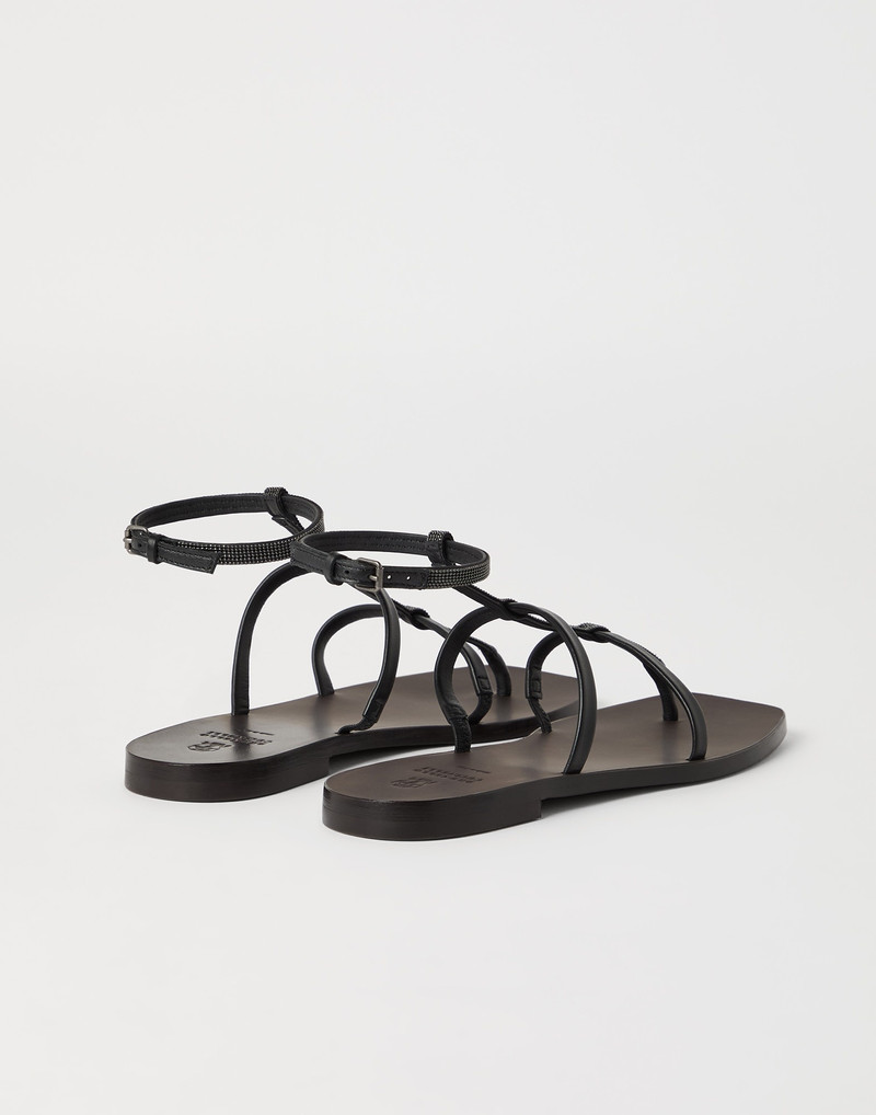 Brunello Cucinelli Nappa leather sandals with precious strap outlook