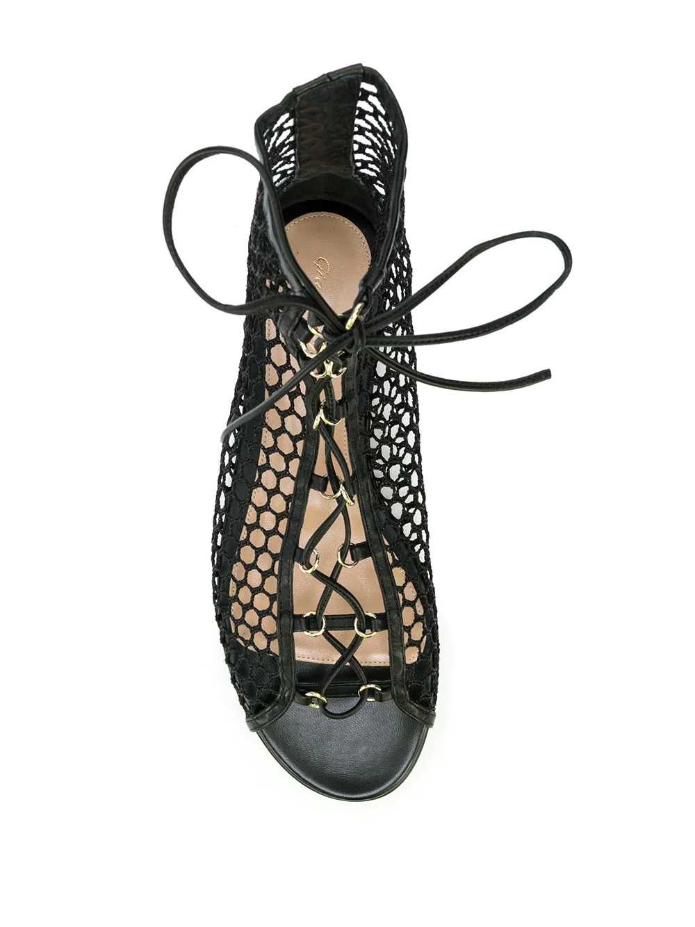 perforated lace-up sandals - 4