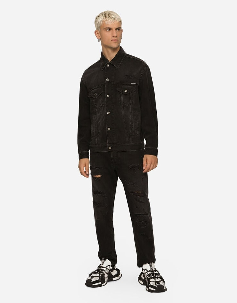 Loose black wash jeans with rips 4