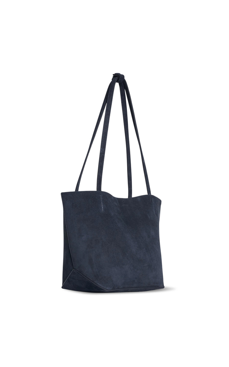 The Row Medium Park Edge Suede Tote Bag blue outlook