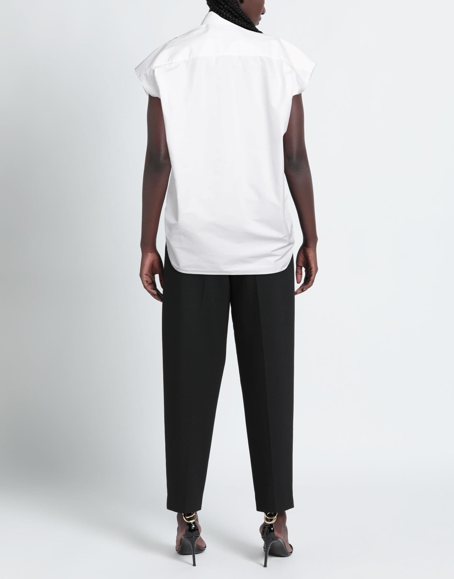 White Women's Solid Color Shirts & Blouses - 3