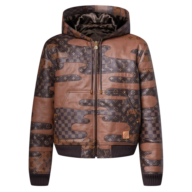 Made To Order Patchwork Leather Zipped Hoodie 1