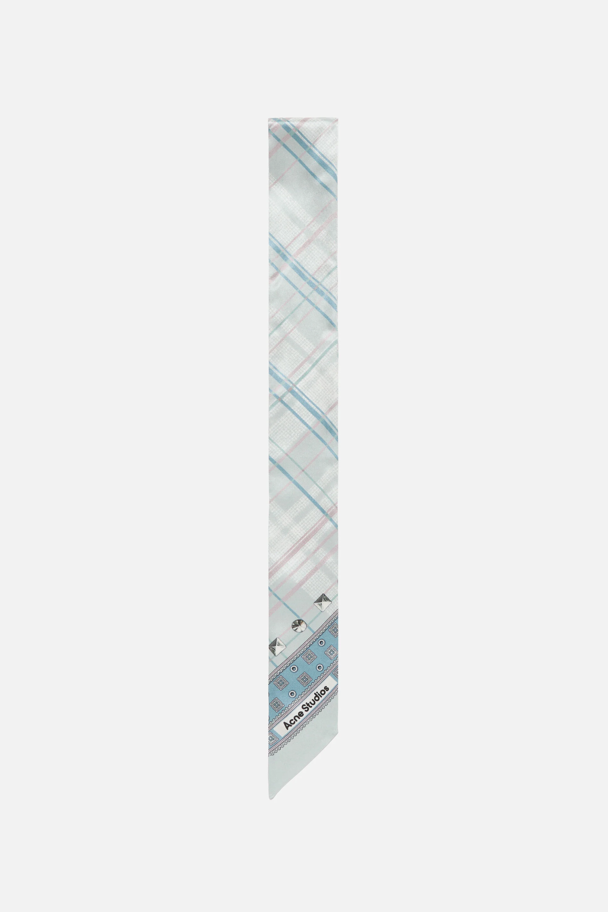 Skinny silk scarf - Sage green/light blue - 1