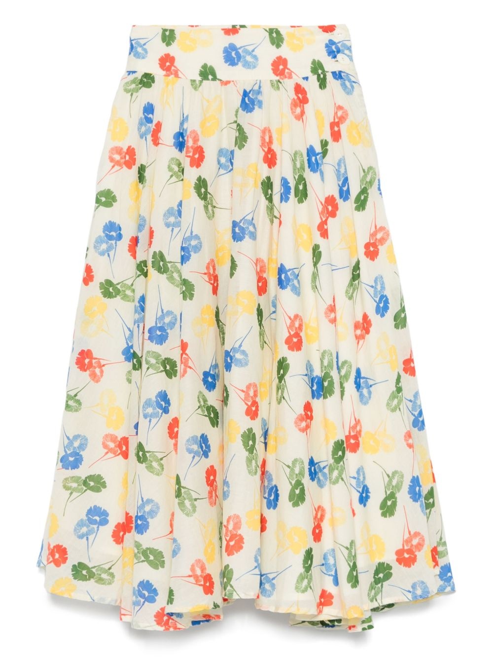 flower stamp midi dress - 1