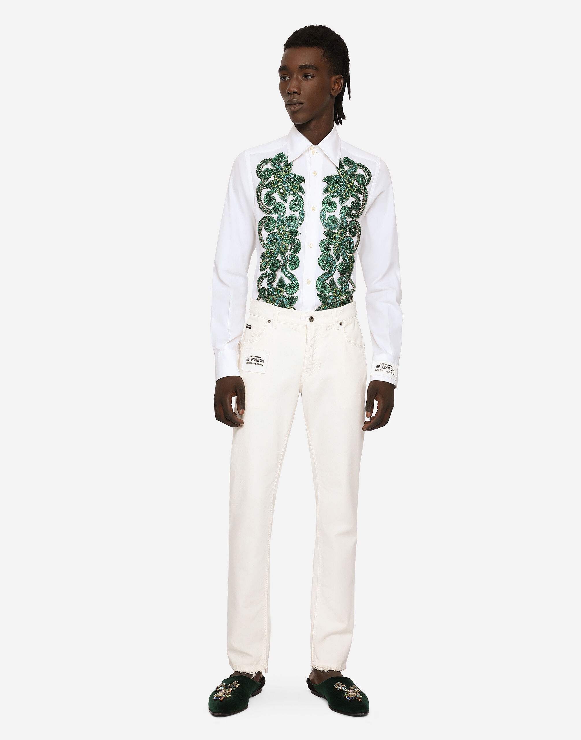 Cotton poplin shirt with embroidery - 4