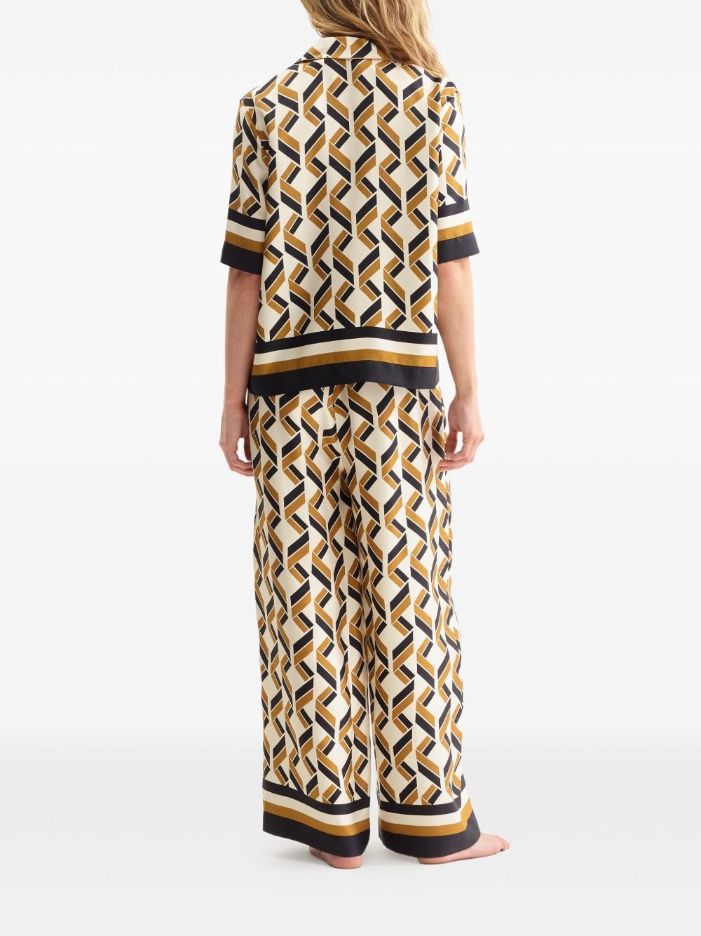 Tube geometric-print wide-leg trousers - 3