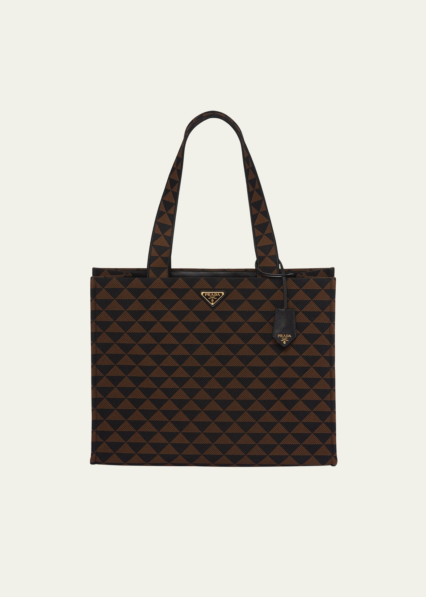【関税＆送料込み】Prada Enamel Triangle-Logo Tote Bag Prada Men's Triangle Logo Tote Bag | bergdorfgoodman