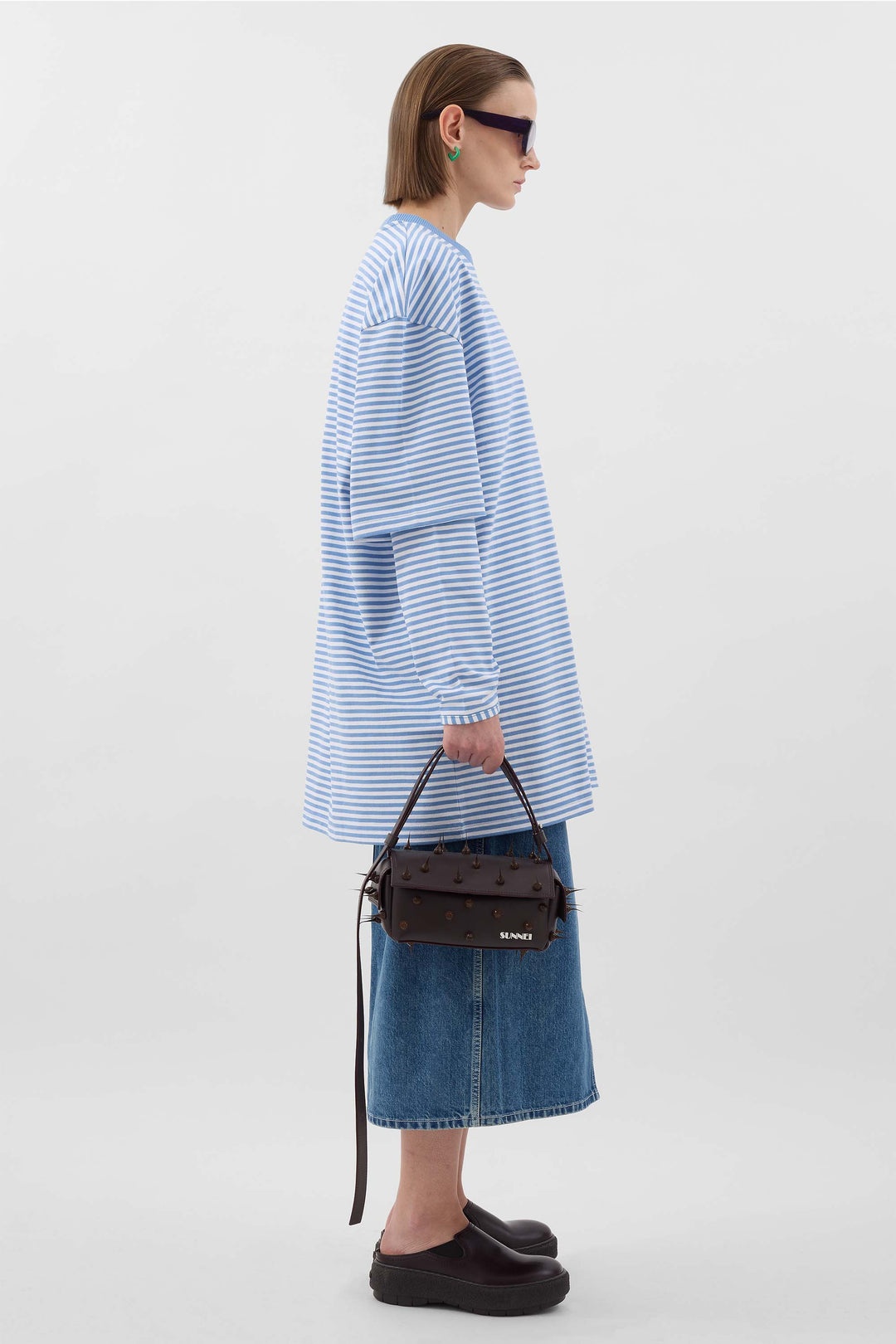 MEGA OVER T-SHIRT / azure & optical white stripes - 4