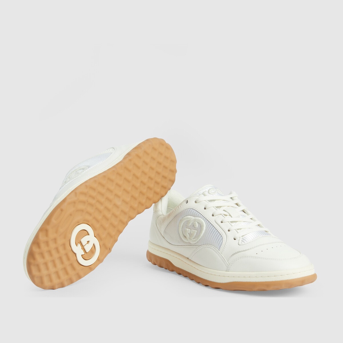 GUCCI Mac80 Leather and Logo-Embroidered Mesh High-Top Sneakers for Men