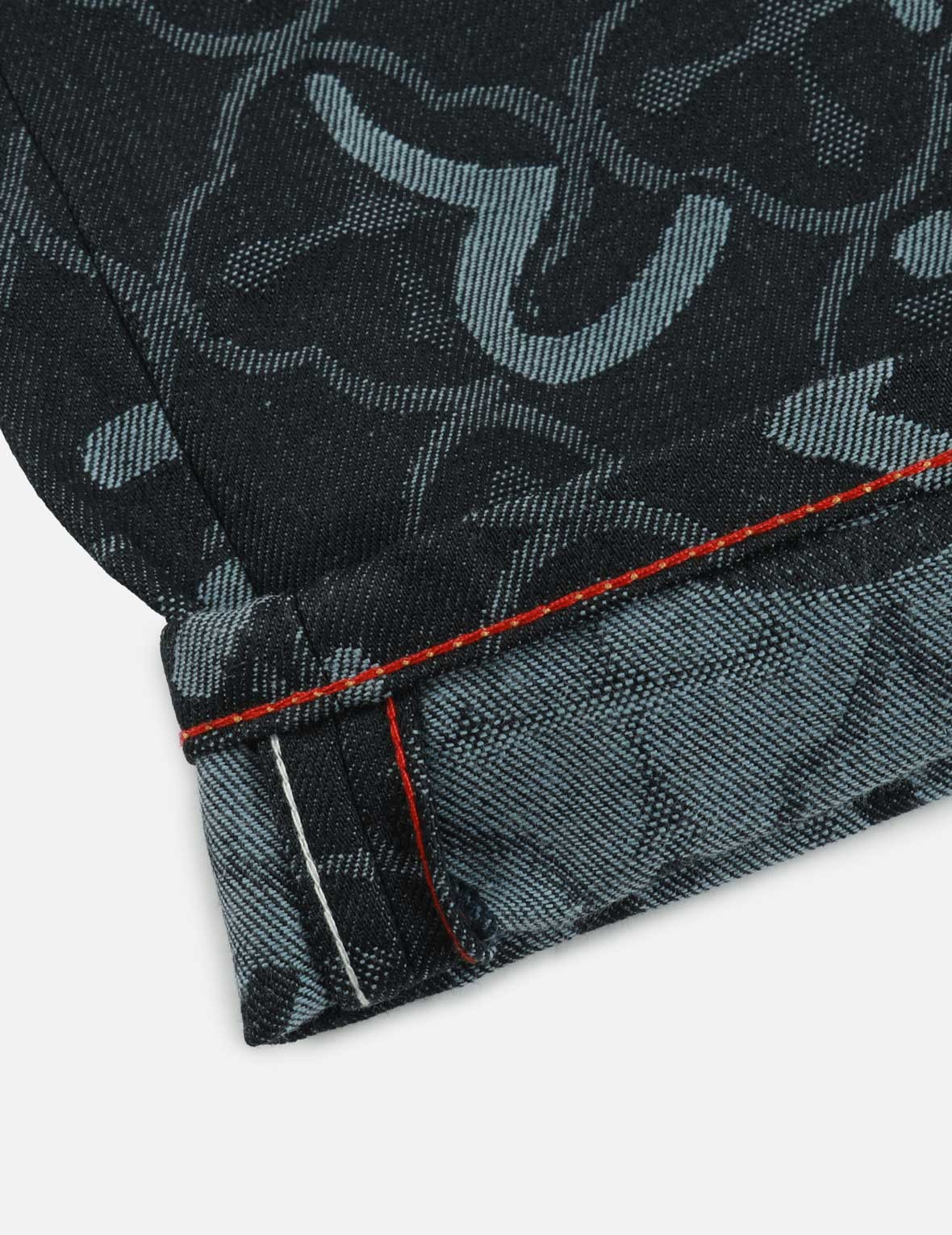 ALLOVER SEAGULL AND KAMON JACQUARD REGULAR FIT DENIM SHORTS - 9