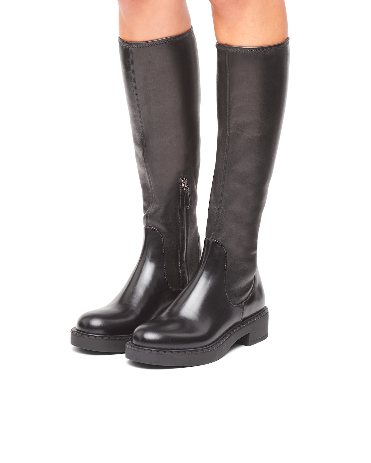 Brushed leather and stretch nappa leather boots - 5