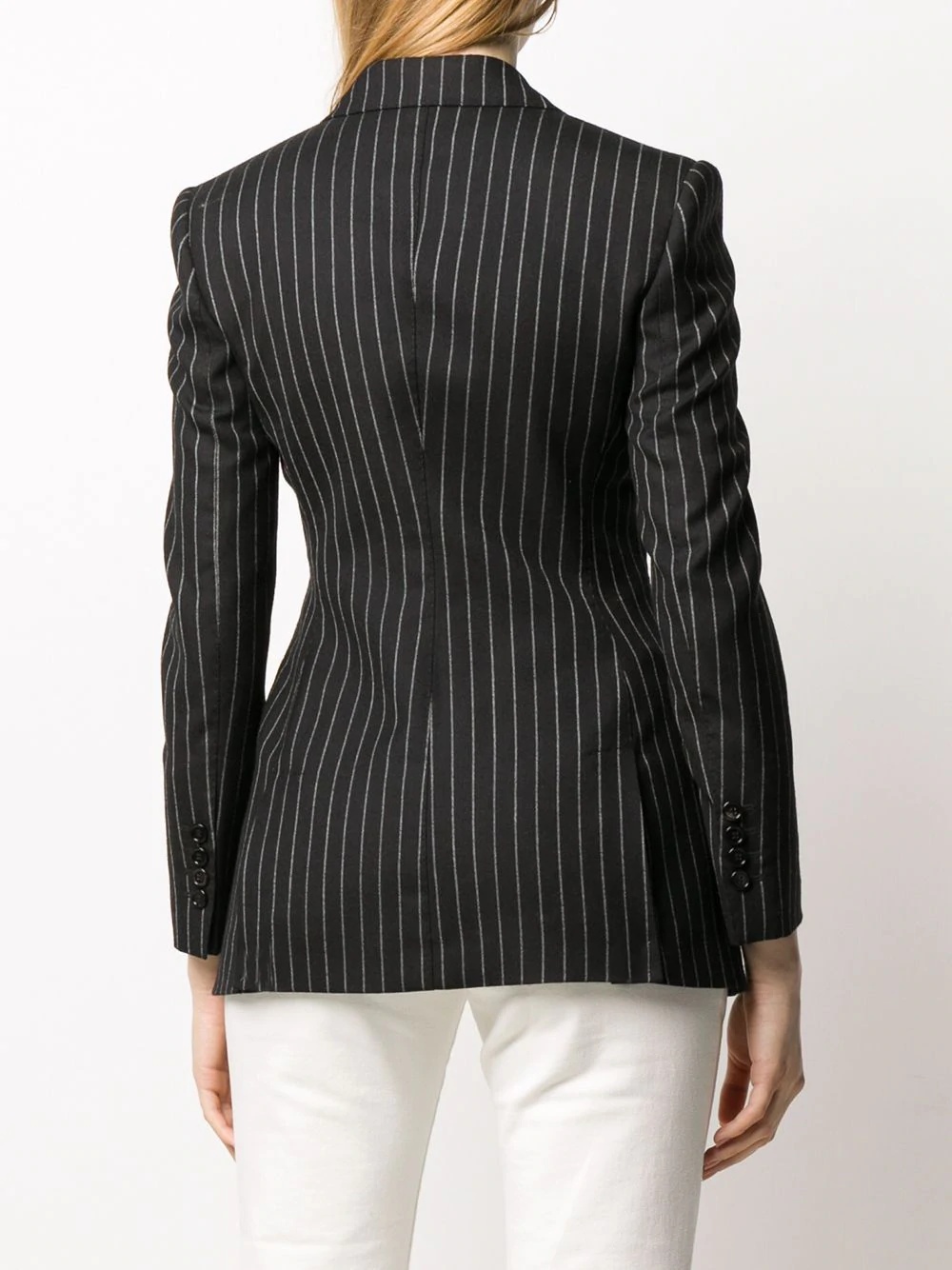 pinstriped single button blazer - 4