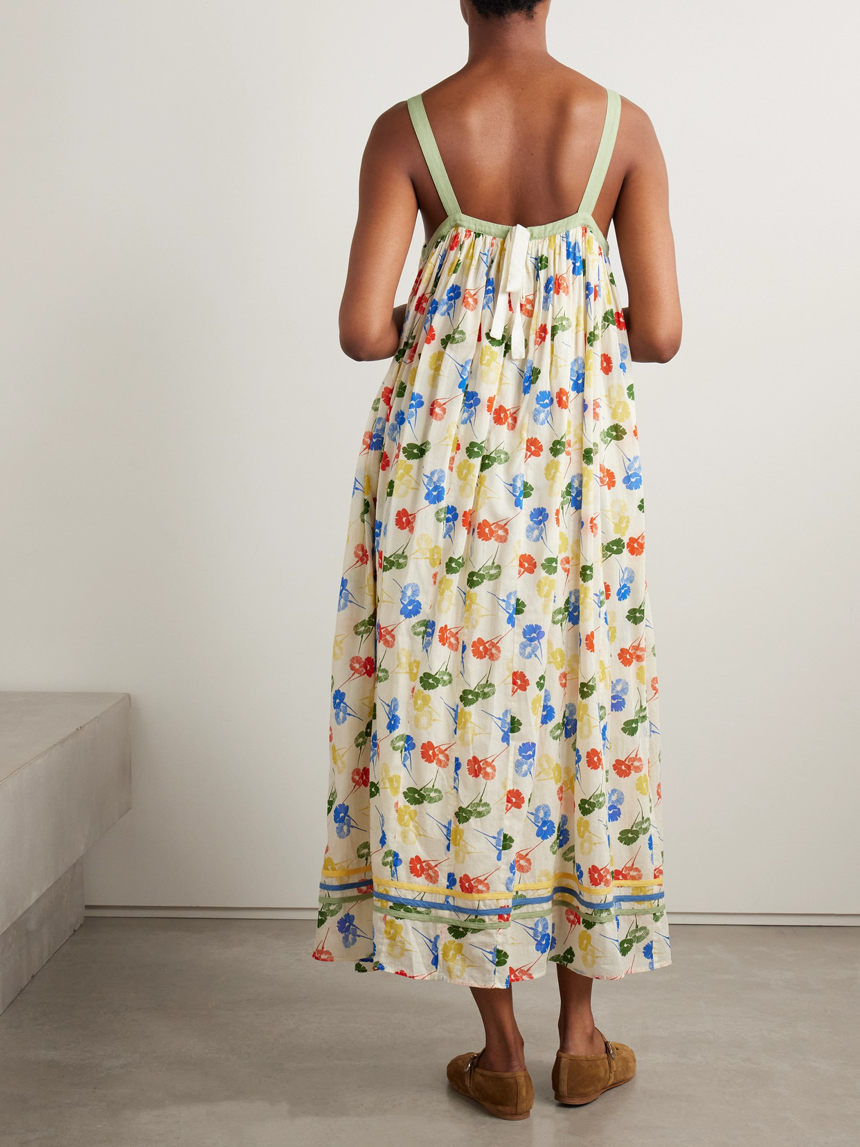Gathered Floral-print Cotton-voile Maxi Dress - 3