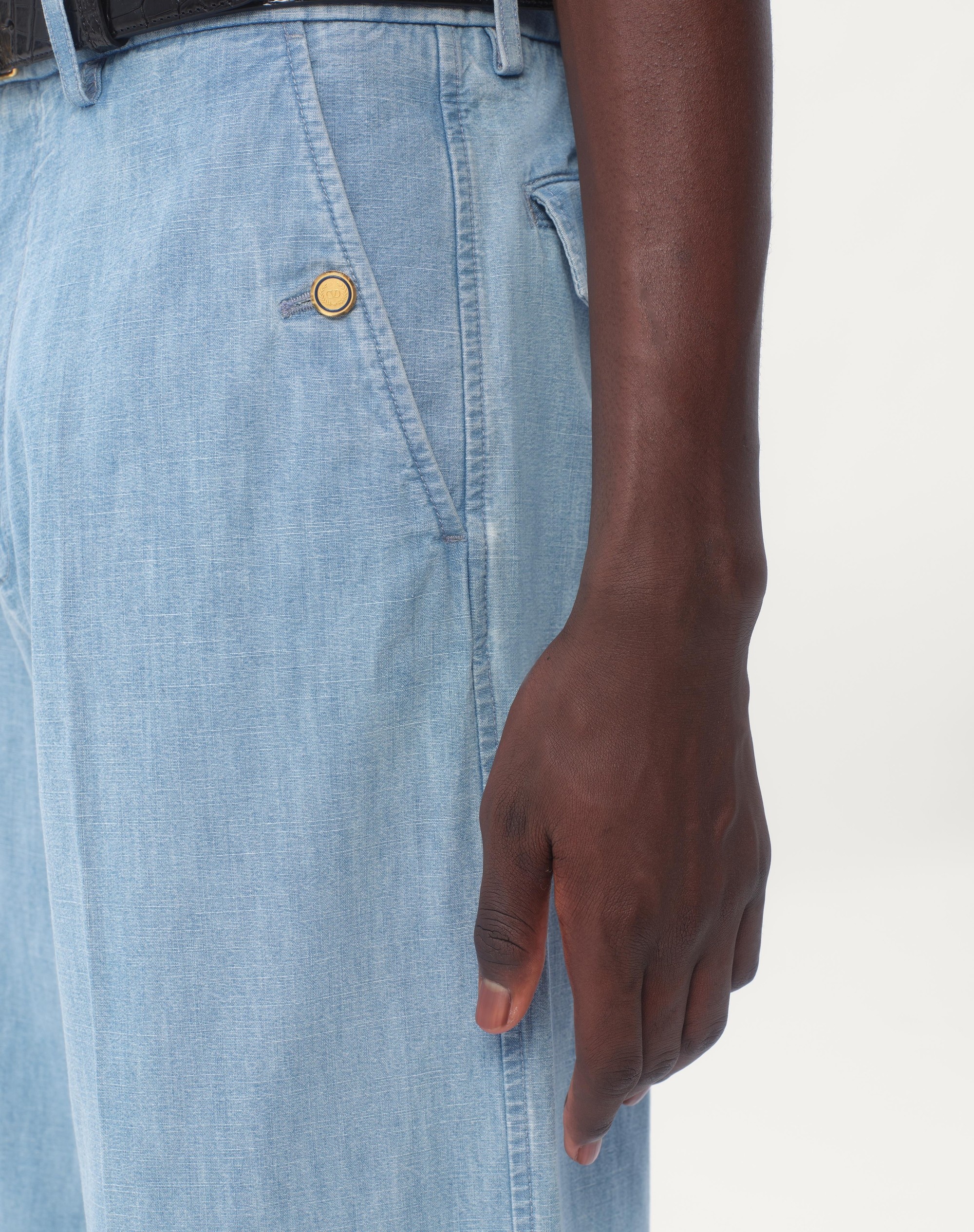 CUFFED DENIM PANTS - 4
