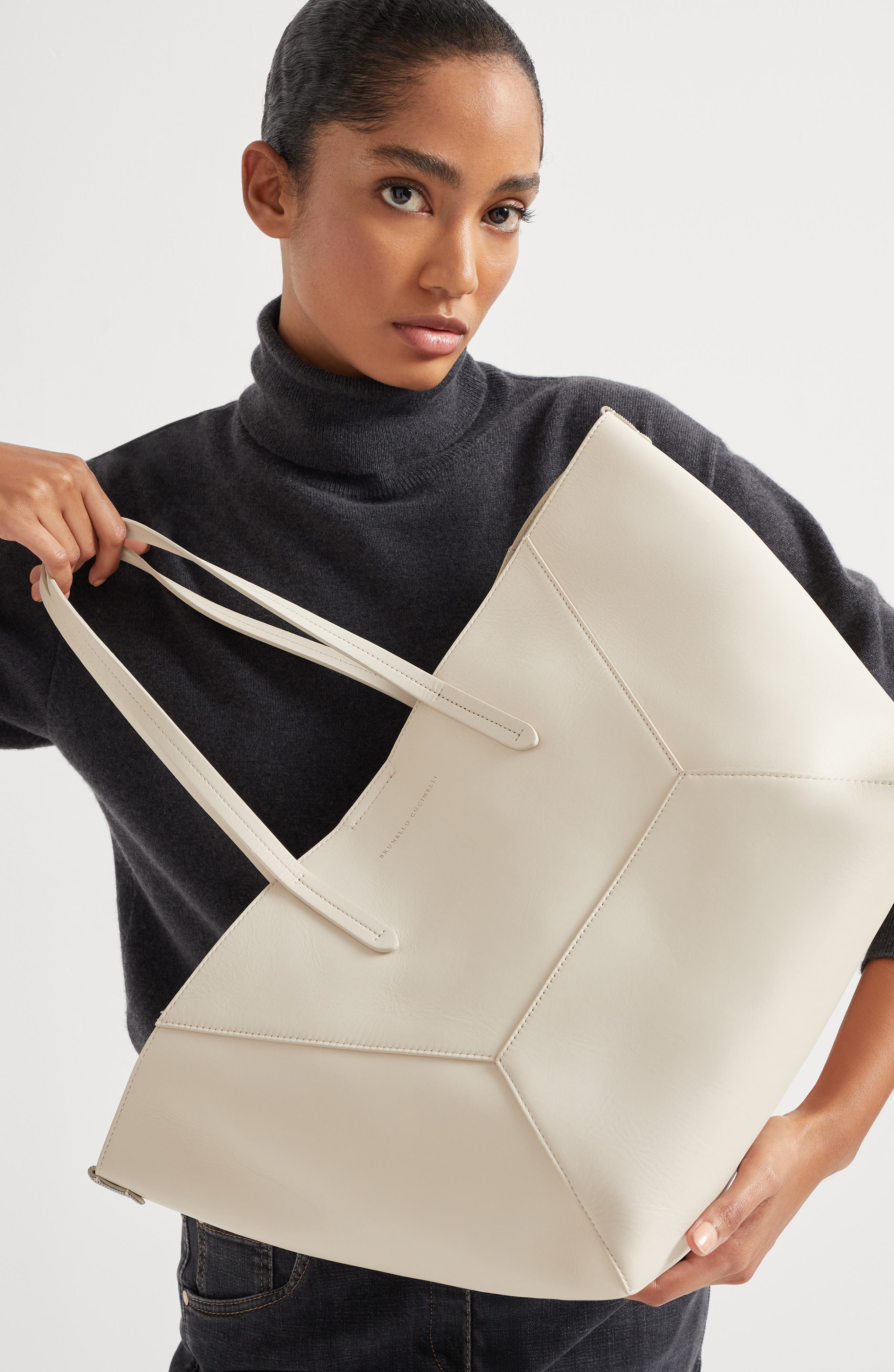 Brunello Cucinelli Calfskin BC Duo bag in Ivory at Nordstrom - 5