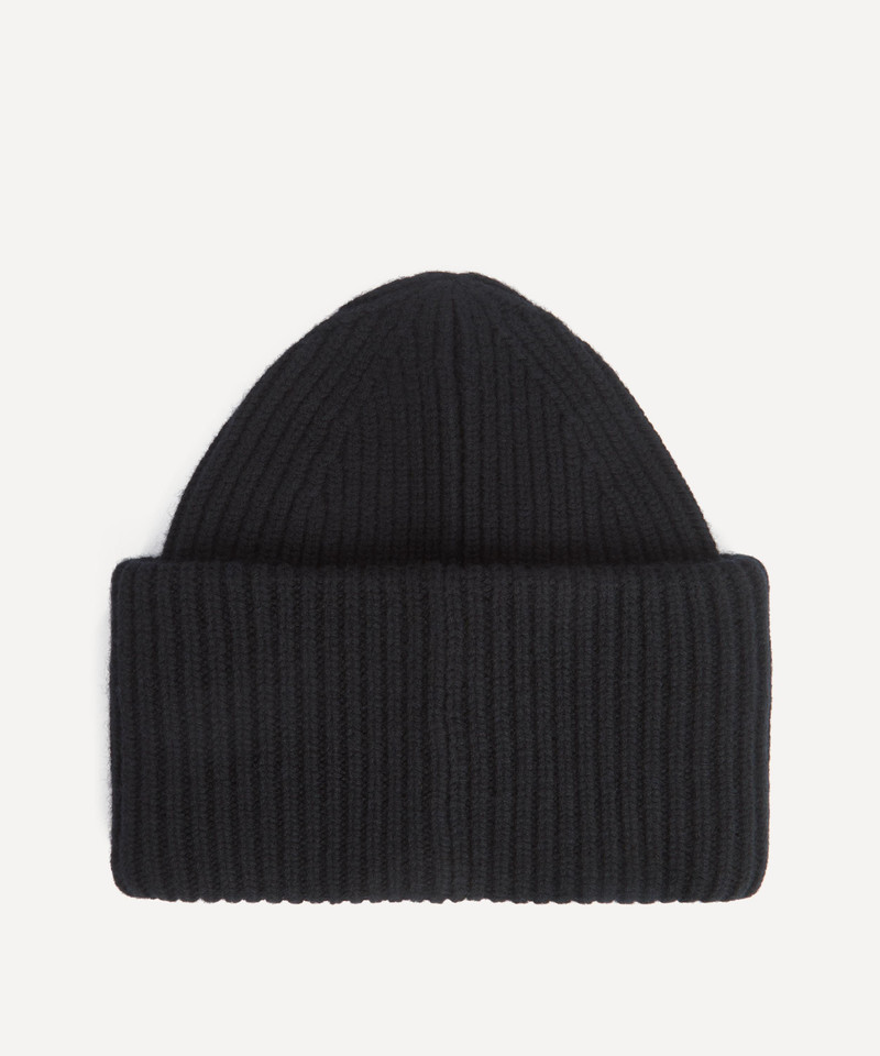 Acne Studios Large Face Logo Ribbed Beanie Hat outlook
