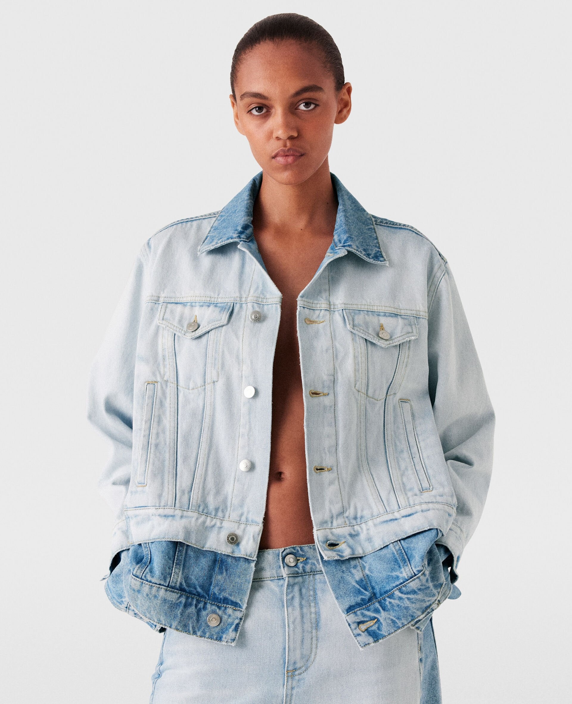 Contrast Panel Denim Jacket - 2
