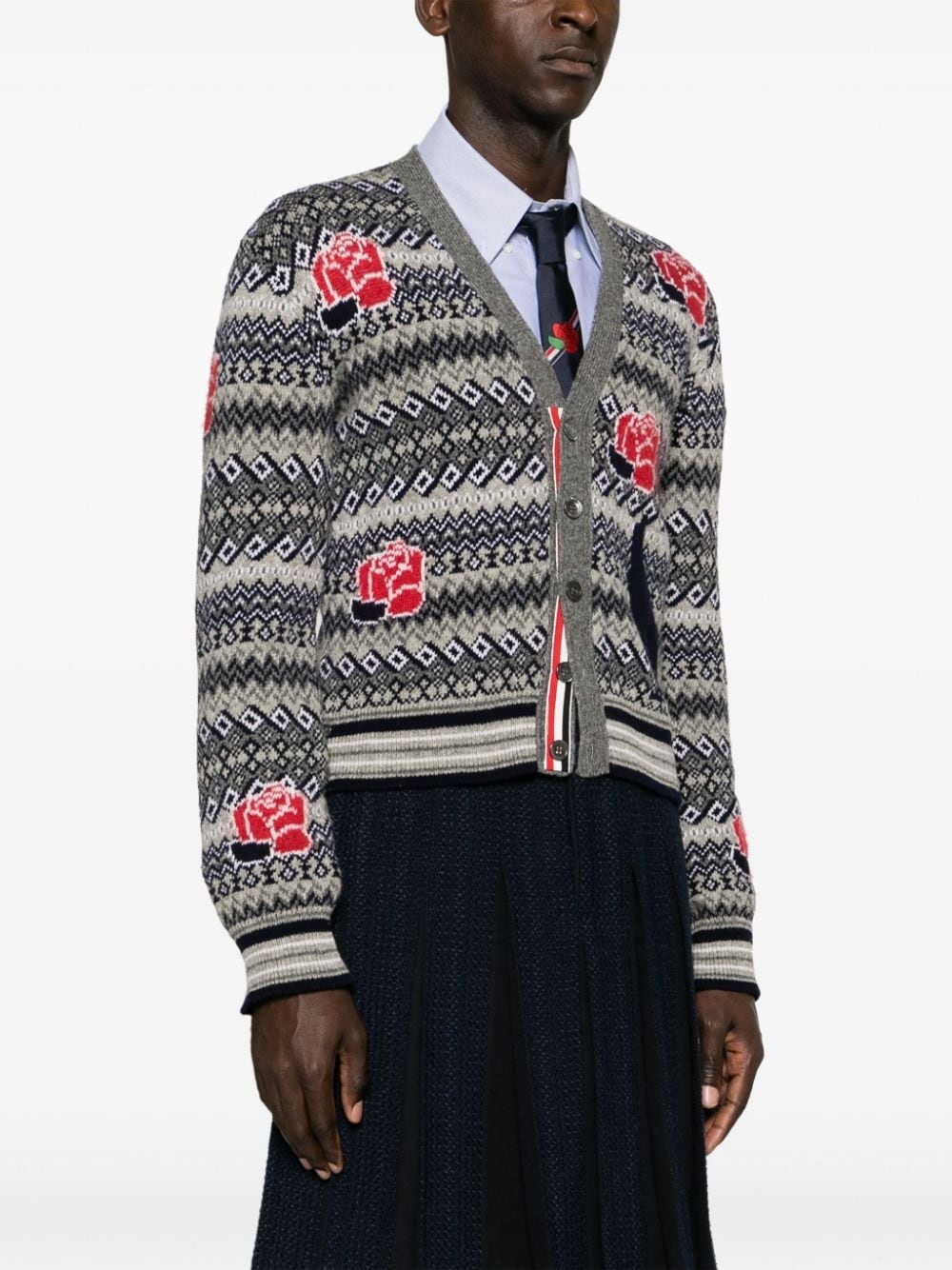intarsia-knit wool-blend cardigan - 3