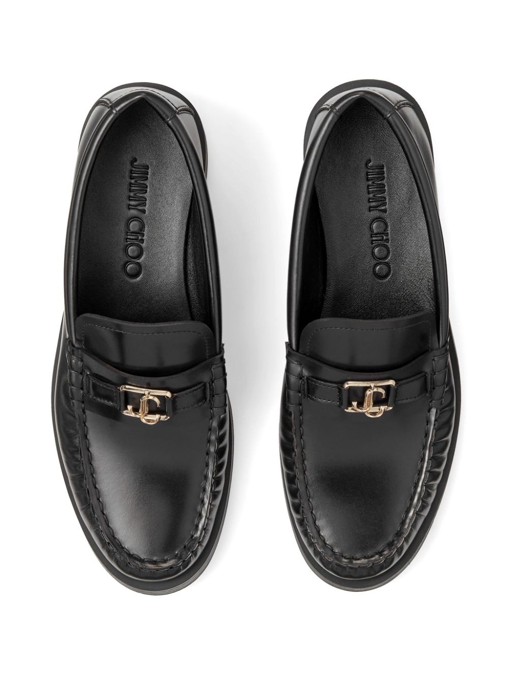 Addie logo-plaque leather loafers - 4