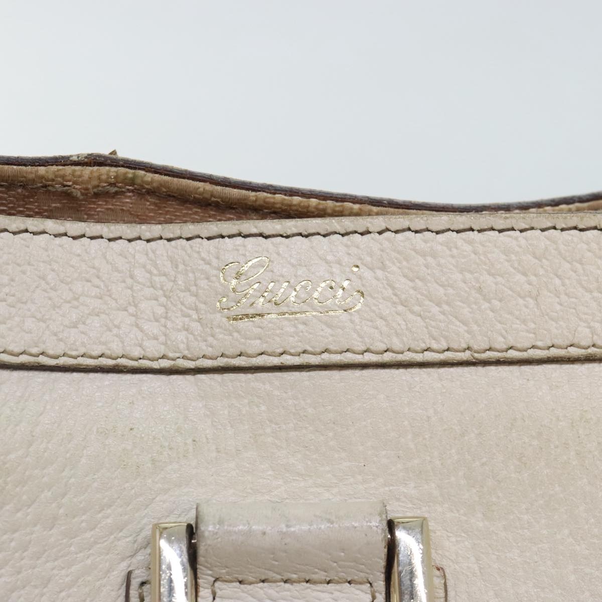 GUCCI Tote Bag Leather White Gold - 14