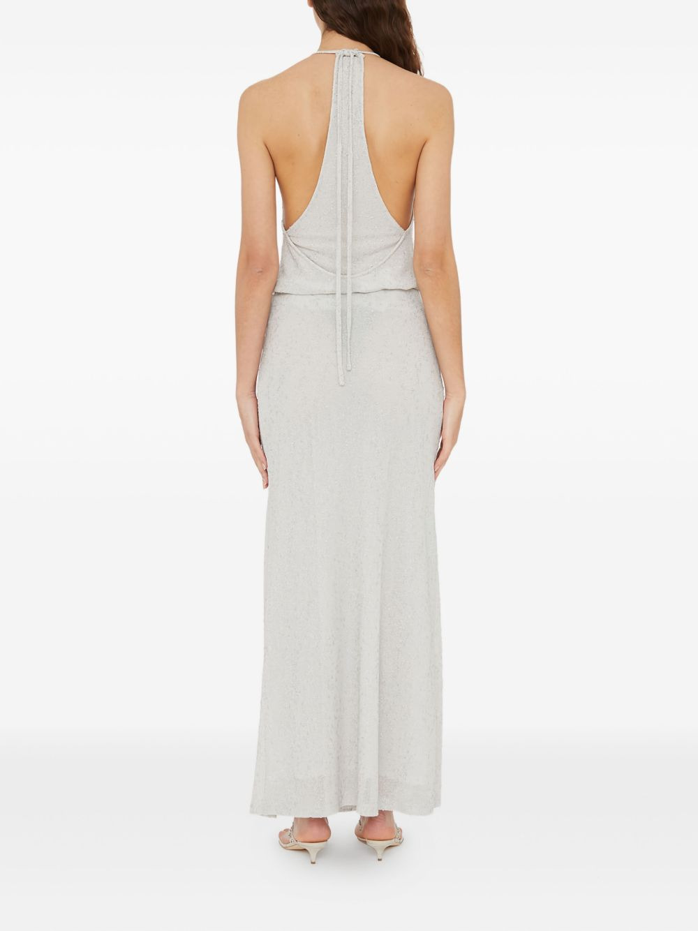metallic-detail halterneck top - 4