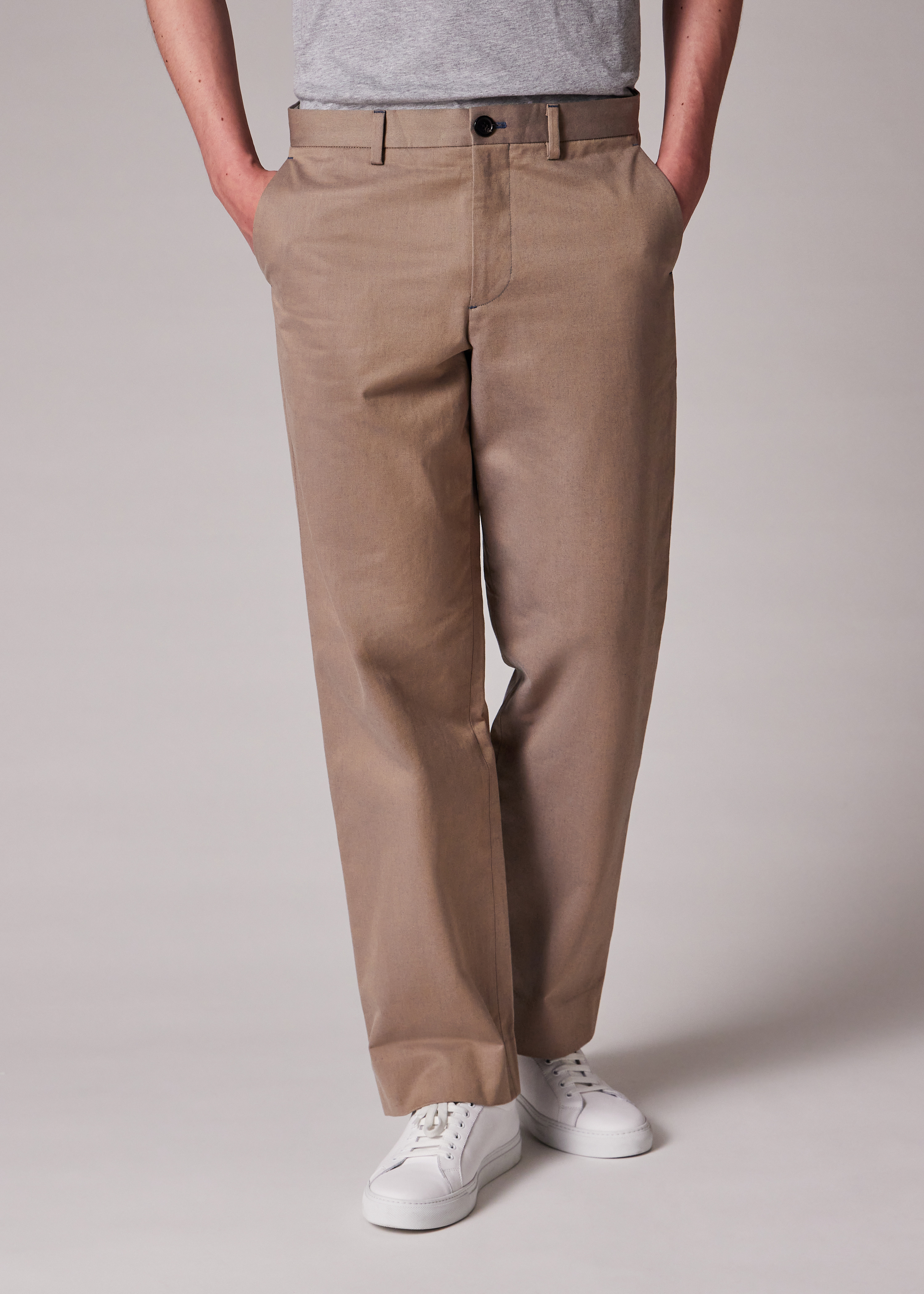 Stone Two-Tone Cotton Twill Chinos - 5